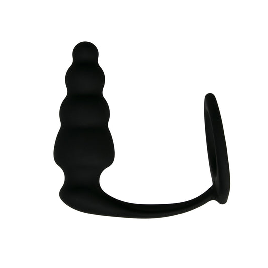 Cock Ring With Ribbed Anal Plug Cock Ring With Ribbed Anal Plug - UABDSM