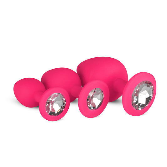 Silicone Butt Plug With Diamond - Pink Silicone Butt Plug With Diamond - Pink - UABDSM