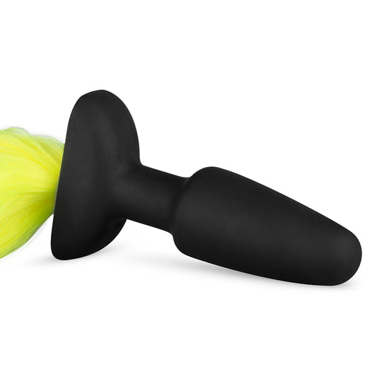 Silicone Butt Plug With Tail - Yellow - UABDSM