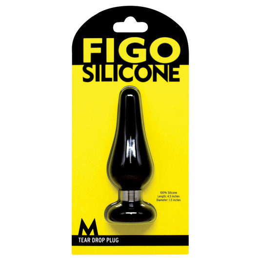 Figo Tear Drop Silicone Plug Medium-Black Figo Tear Drop Silicone Plug Medium-Black - UABDSM
