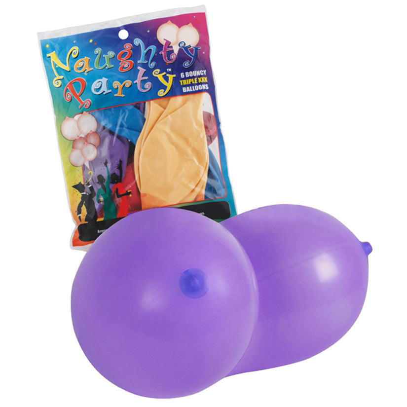 Naughty Boobie Party Balloons - 6 Pack - Assorted Colors - UABDSM