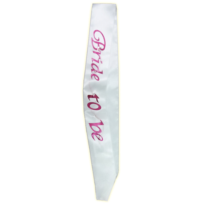 Bride To Be Flashing Sash-White/Pink - UABDSM