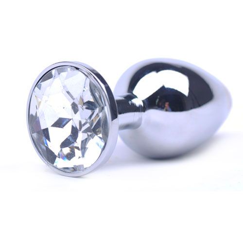 Large Metal Anal Plug With Clear Crystal Large Metal Anal Plug With Clear Crystal - UABDSM