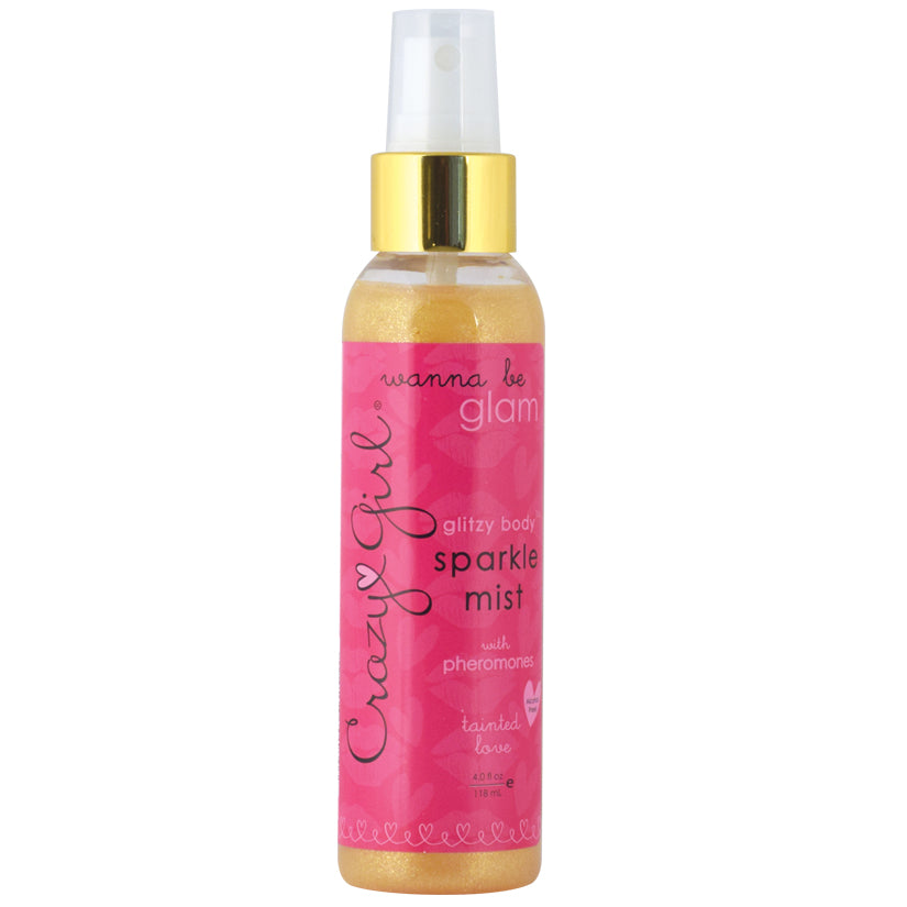 Crazy Girl Wanna Be Glam Glitzy Body Sparkle Mist With Pheromones - Tainted Love Gold - 4 Fl. Oz. / 118 ml - UABDSM