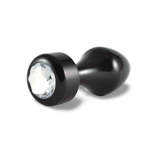 Butt Plug Black With Transparent Stone Rosebud Aluminum Butt Plug Black With Transparent Stone Rosebud Aluminum - UABDSM