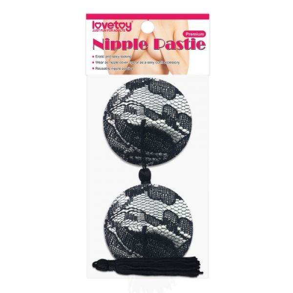 Reusable Black Lace Round Tassel Nipple Pasties - UABDSM