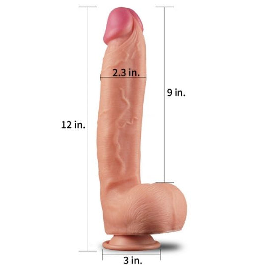 Giant Dildo Dual Layered Platinum Silicone Cock - UABDSM