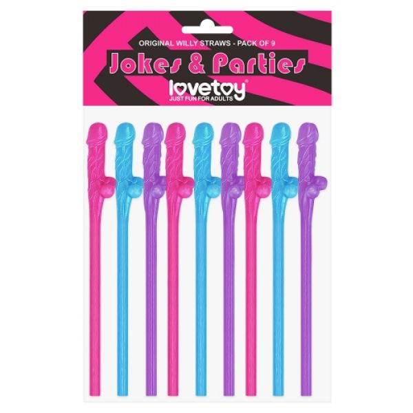 Set Of Colored Straws In The Shape Of A Penis Original Willy Straws 9 Pcs - UABDSM