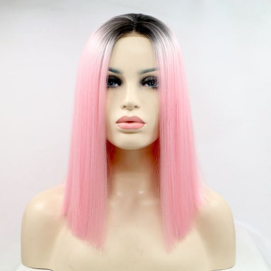 Wig ZADIRA Square Pink Female Short Straight With Ombre Wig ZADIRA Square Pink Female Short Straight With Ombre - UABDSM