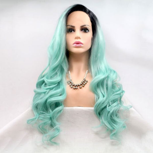Wig ZADIRA Turquoise Green Long Wavy For Women Wig ZADIRA Turquoise Green Long Wavy For Women - UABDSM