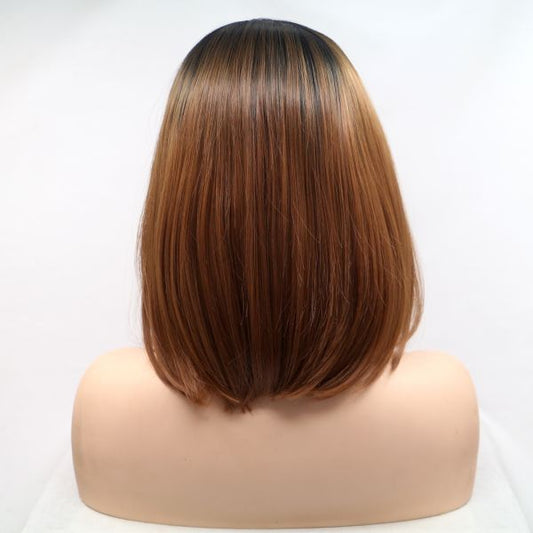 Wig ZADIRA Square Brown Female Short Straight With Ombre - UABDSM