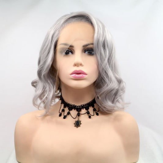 Wig ZADIRA Womens Short Wavy Realistic Ash Gray Wig ZADIRA Womens Short Wavy Realistic Ash Gray - UABDSM
