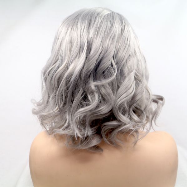 Wig ZADIRA Womens Short Wavy Realistic Ash Gray - UABDSM
