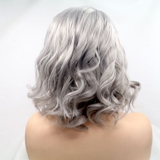 Wig ZADIRA Womens Short Wavy Realistic Ash Gray - UABDSM