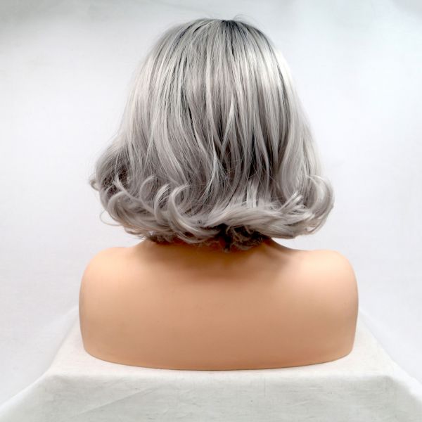 Wig ZADIRA Square Gray Blond Female Short Wavy - UABDSM