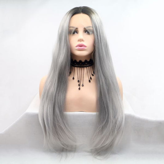 Wig ZADIRA Gray Female Long Straight With Short Ombre Wig ZADIRA Gray Female Long Straight With Short Ombre - UABDSM