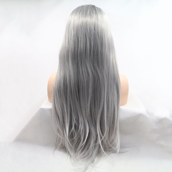 Wig ZADIRA Gray Female Long Straight With Short Ombre - UABDSM