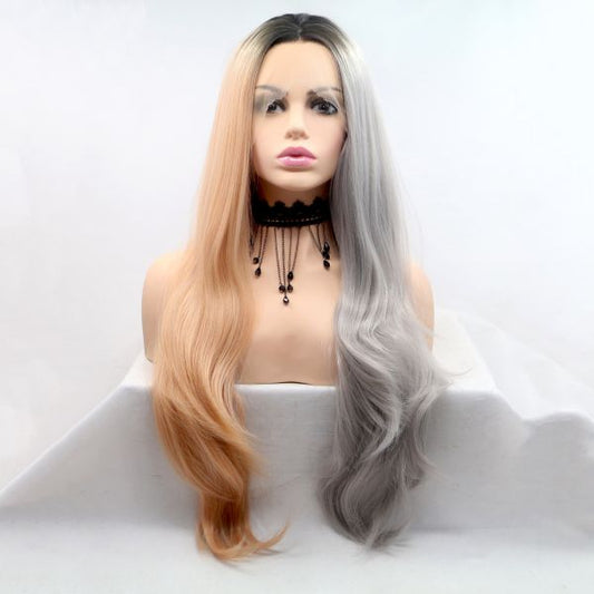 Wig ZADIRA Gray Orange Female Long Straight With Ombre Wig ZADIRA Gray Orange Female Long Straight With Ombre - UABDSM
