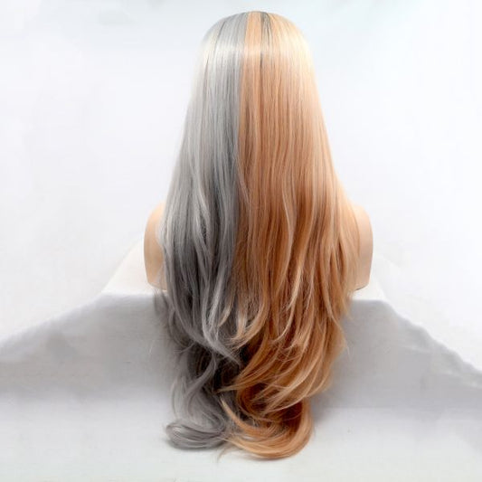 Wig ZADIRA Gray Orange Female Long Straight With Ombre - UABDSM