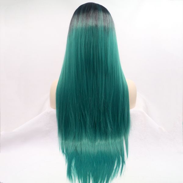 Wig ZADIRA Green Female Long Straight On A Mesh - UABDSM