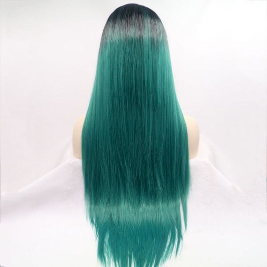 Wig ZADIRA Green Female Long Straight On A Mesh - UABDSM