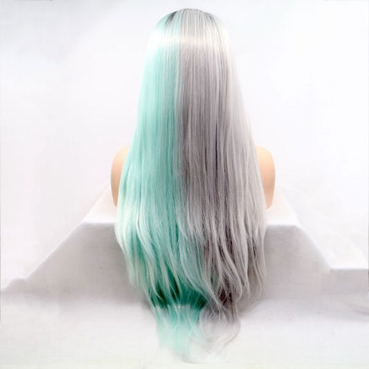 Wig ZADIRA Gray Green Female Long Straight With Ombre - UABDSM
