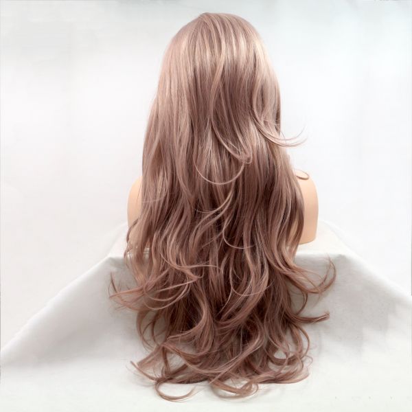 Wig ZADIRA Ash Pink Womens Long Wavy - UABDSM