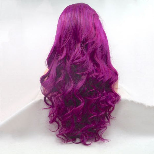 Wig ZADIRA Purple Female Long Wavy On A Mesh - UABDSM