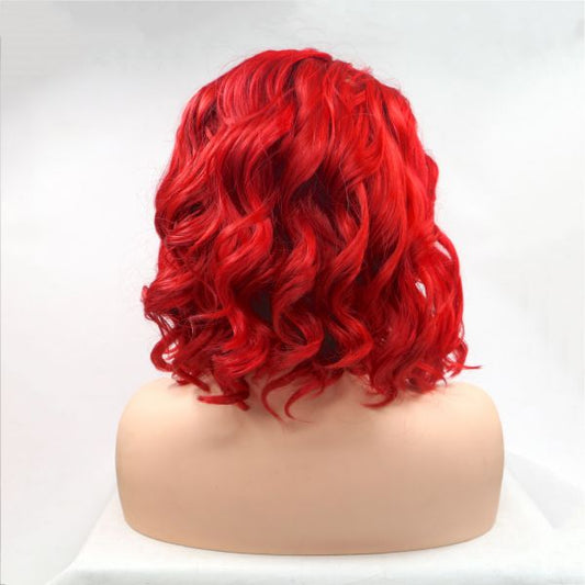 Wig ZADIRA Square Red Female Short Wavy Wig - UABDSM