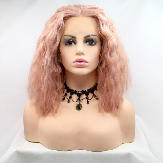 Wig ZADIRA Square Pastel Pink Female Short Curly Wig ZADIRA Square Pastel Pink Female Short Curly - UABDSM