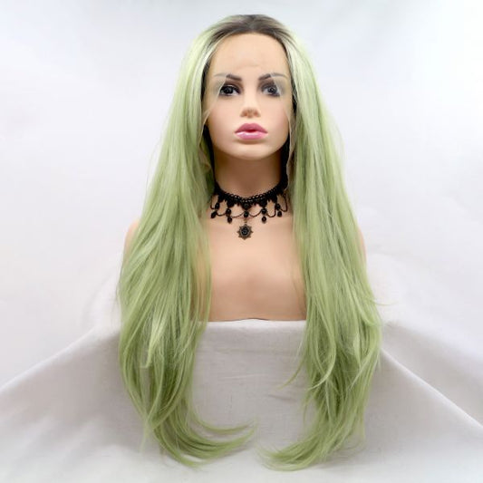 Wig ZADIRA Olive Green Long Wavy Wavy On A Mesh Wig ZADIRA Olive Green Long Wavy Wavy On A Mesh - UABDSM