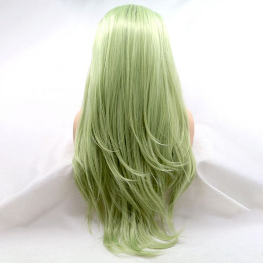 Wig ZADIRA Olive Green Long Wavy Wavy On A Mesh - UABDSM