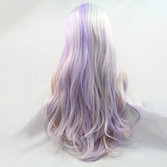 Long Wig ZADIRA White Blond With Colored Strands - UABDSM