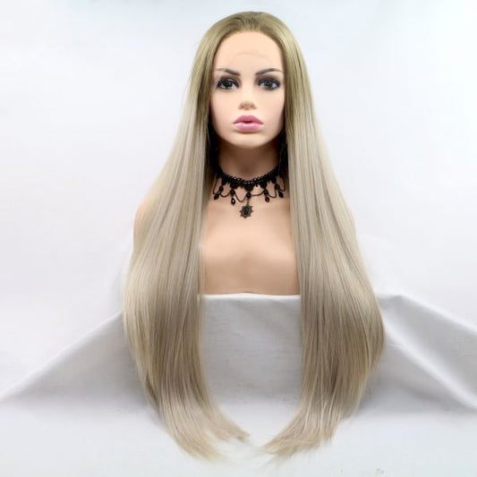Wig ZADIRA Blond Female Long Straight With Brown Ombre Wig ZADIRA Blond Female Long Straight With Brown Ombre - UABDSM