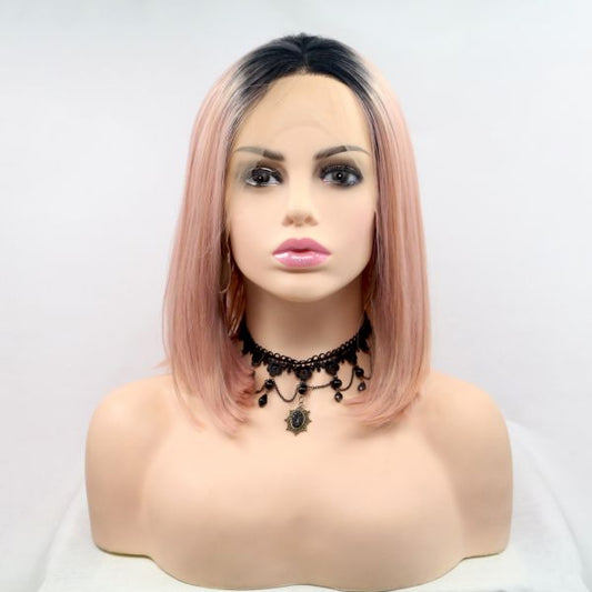 Wig ZADIRA Square Pink Powdery Short Straight Wig Wig ZADIRA Square Pink Powdery Short Straight Wig - UABDSM