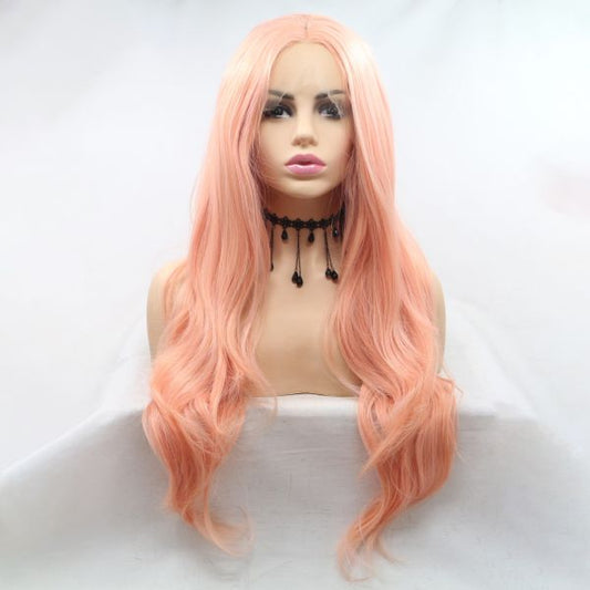 Wig ZADIRA Pastel Peach Womens Long Wig With Soft Curls Wig ZADIRA Pastel Peach Womens Long Wig With Soft Curls - UABDSM