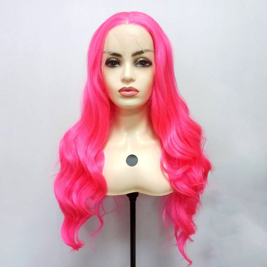 Wig ZADIRA Pink Female Long Wig With Curls On A Mesh Wig ZADIRA Pink Female Long Wig With Curls On A Mesh - UABDSM