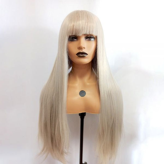 Wig ZADIRA Platinum Blonde With Bangs Womens Long Straight Wig ZADIRA Platinum Blonde With Bangs Womens Long Straight - UABDSM