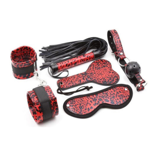 5-piece Set For Bdsm Games Black-and-red Leopard Shades Of Love 5-piece Set For Bdsm Games Black-and-red Leopard Shades Of Love - UABDSM