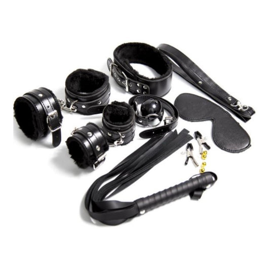 Set For Bdsm Games Of 7 Items Black With Fur Shades Of Love Set For Bdsm Games Of 7 Items Black With Fur Shades Of Love - UABDSM