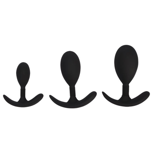 Black Butt Plugs In Different Sizes Anal Trainer Kit - UABDSM