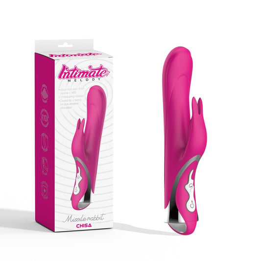 Pink Vibrator With Clitoral Stimulator Missile Rabbit Pink Vibrator With Clitoral Stimulator Missile Rabbit - UABDSM