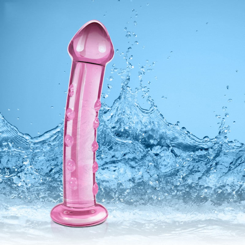 Glass Dildo With Pimples Pink Glass Romance - UABDSM