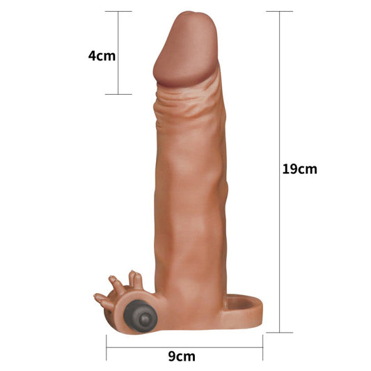 Super Realistic Brown Pleasure X Tender Vibrating Penis Sleeve - UABDSM