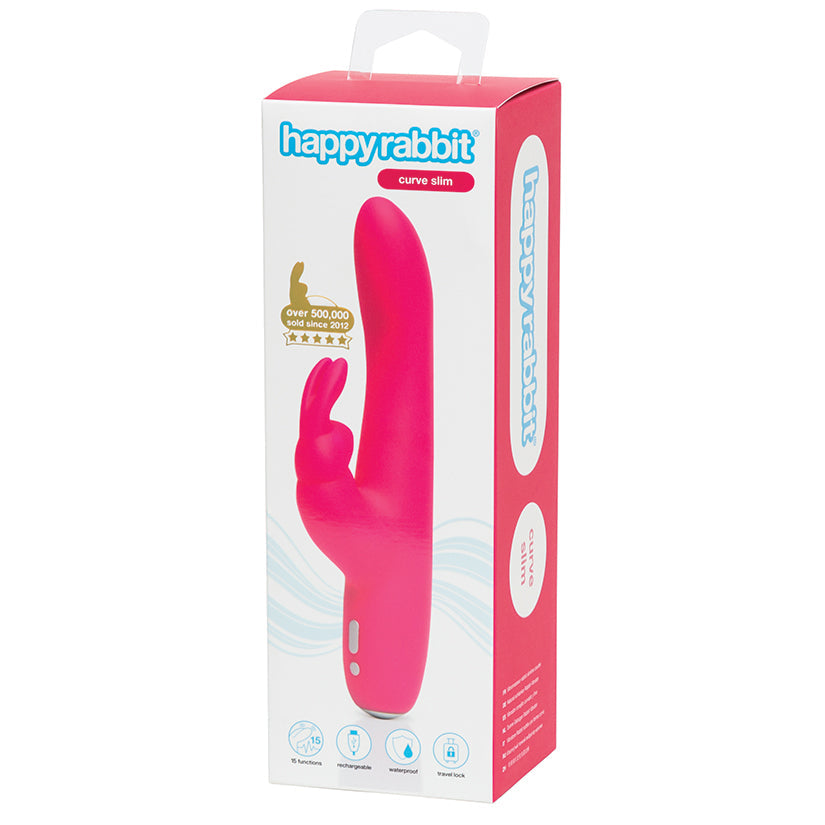 Happy Rabbit Slimline G-Spot Rechargeable Rabbit Vibrator - Pink - UABDSM