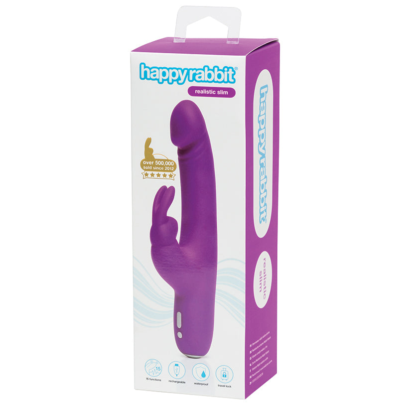 Happy Rabbit Slimline G-Spot Rechargeable Rabbit Vibrator - Purple - UABDSM