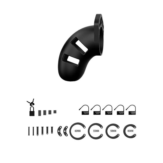 Man Cage 20 Male 3.5 Inch Black Silicone Chastity Cage - UABDSM