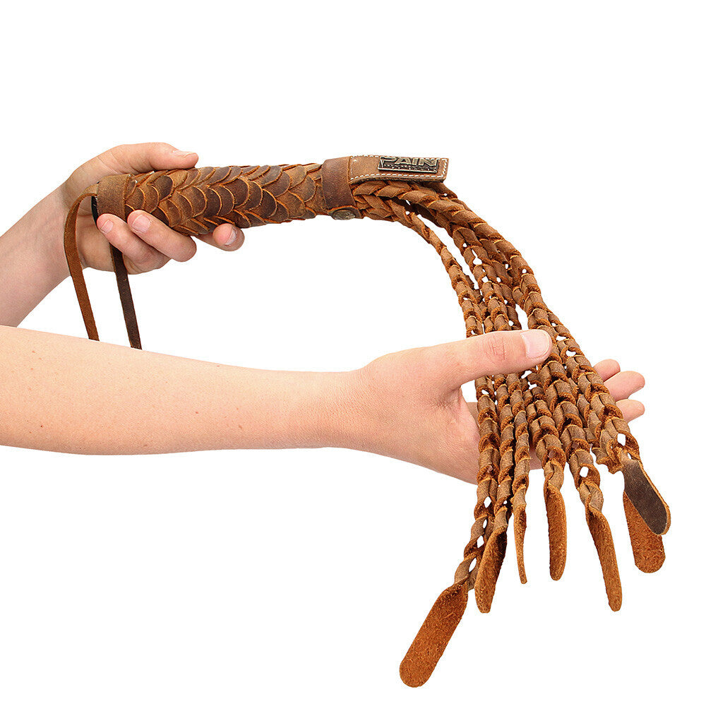 Pain Medieval Braided 15 Inch Italian Leather Whip - UABDSM