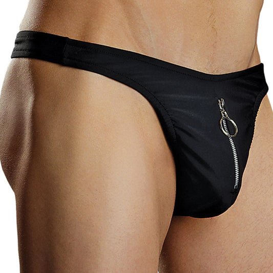 Male Power Nylon Spandex Zipper Thong-Black L/XL Male Power Nylon Spandex Zipper Thong-Black L/XL - UABDSM
