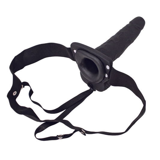 Erection Assistant Hollow Vibrating Strap-On 6 inch Black - UABDSM